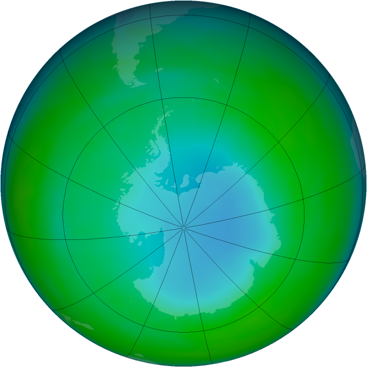 Antarctic ozone map for July 1985